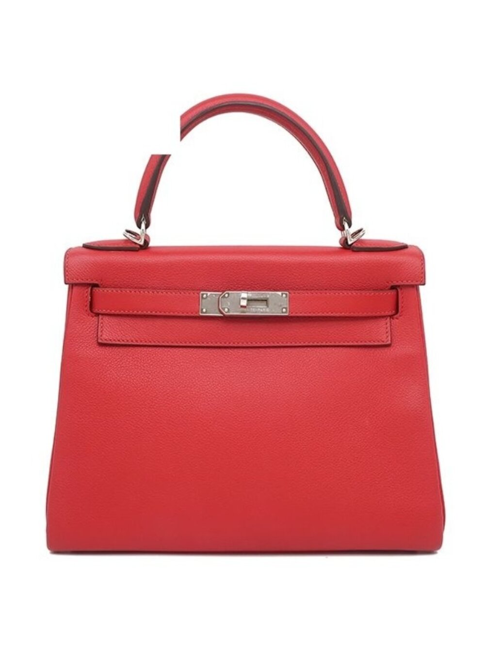 Hermes 2-Way Bag Kelly 28 Retourne Verso Evercolor Rouge Grenat de Coeur Silver